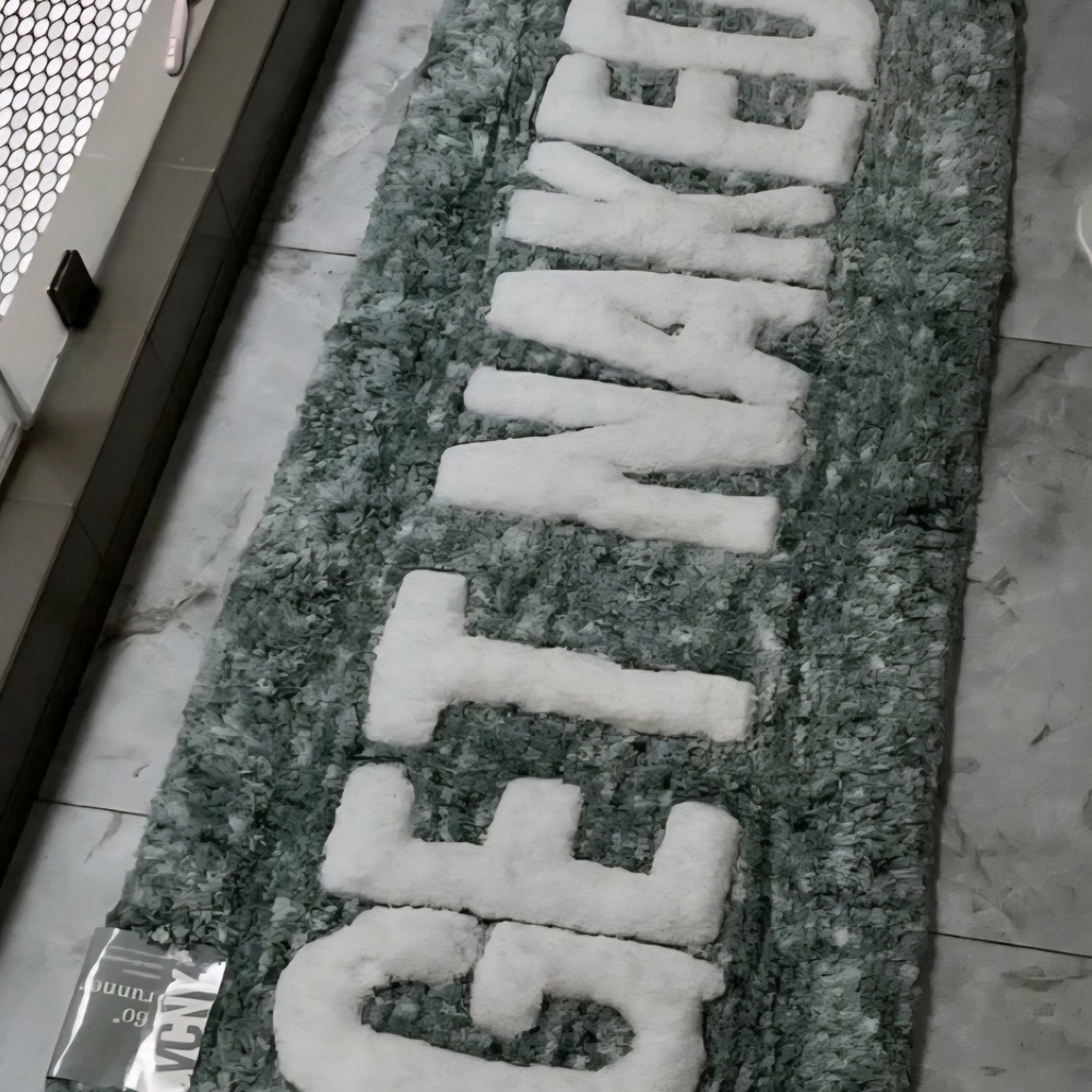 Green and White 'Get Naked' Bath Mat